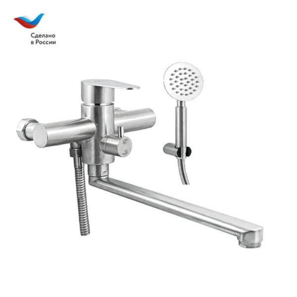 Смес/ванна Ж-Серия однор дл/изл плоск Lобр в/к Сталь Славен СЛ-ОД-Ж31