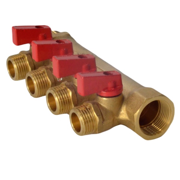 Коллектор лат шар/к красн 3/4" м/р 3в 1/2" н/р 35мм Aquasfera 9026-02