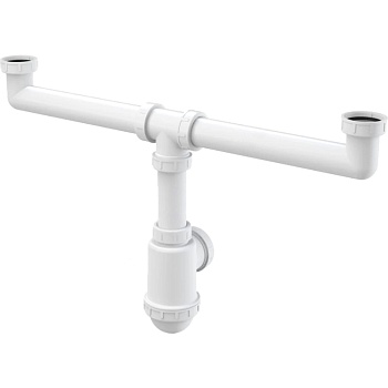 Сифон мойки 2чаши бут б/вып 1 1/2"x40/50 Alca A448-DN50/40