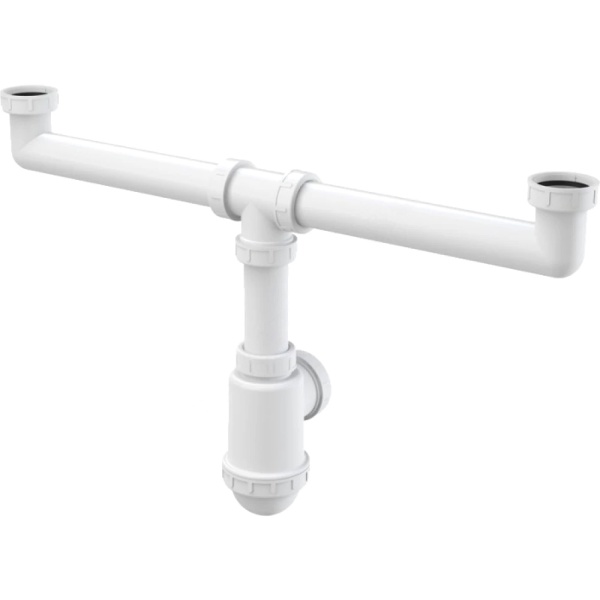 Сифон мойки 2чаши бут б/вып 1 1/2"x40/50 Alca A448-DN50/40