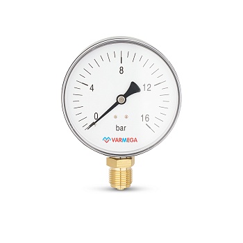 Манометр радиальный Varmega VMMT10-101604, диаметр 100 мм, 16 бар, 1/2"