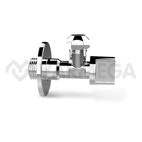 Кран шаровый угловой для смесителей Varmega Classico VM07101 1/2"x 10 НР-ЦС, с розеткой, с цанговым
