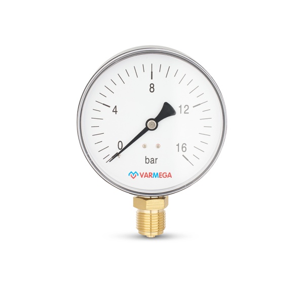 Манометр радиальный Varmega VMMT10-101604, диаметр 100 мм, 16 бар, 1/2"