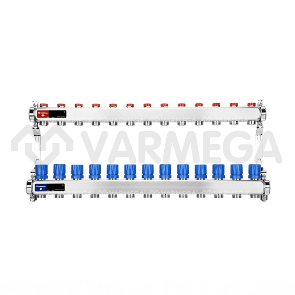 Распределительный коллектор (группа) для отопления Varmega VM15513 ВР 1", на 13 контуров 3/4" EK, не