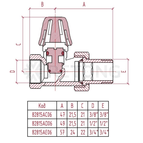 Клапан запорн 815 Ду20 Ру10 ВР прям Icma 82815AE06