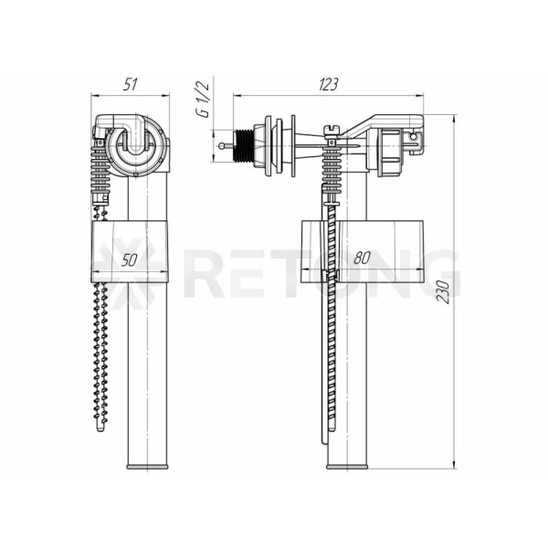 Арматура д/бачка налив 1/2" пл/ш б/под АНИ Пласт Эконом WC5050