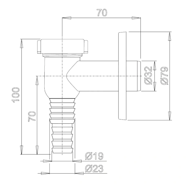 Сифон стир/маш 23/19x32 хром Alca APS1