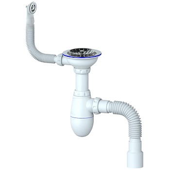 Сифон мойки бут г/пер 3 1/2"x40 гофр 40х40/50 нерж/сетка Unicorn B426