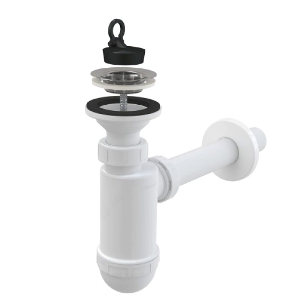 Сифон умыв бут лит/вып 1 1/4"x32 пр/тр 32 нерж/сетка Alca A410