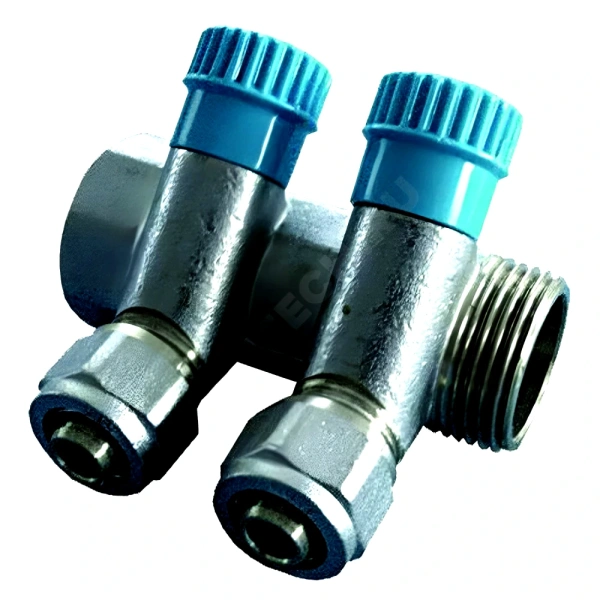 Коллектор лат клап рег син 3/4" м/р 2в Дн16 обжим мп 35мм Aquasfera 7017-01