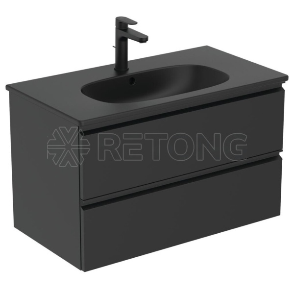 Умывальник меб TESI 80 1/отв черн б/к Ideal Standard T3509V3