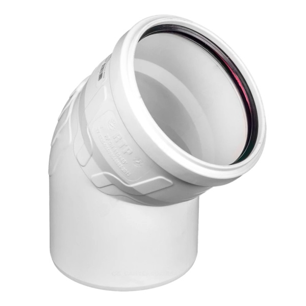 Отвод PP-M бел б/ш б/н Дн160х45гр в/к РосТурПласт 37653