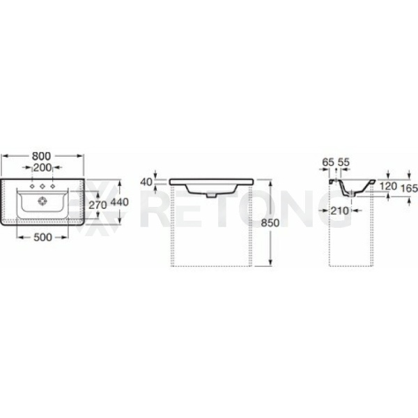 Умывальник меб The Gap Unik 80 1/отв б/к Roca 327470000
