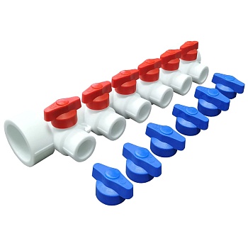 Коллектор PP-R бел Дн32х20 на 5 выходов с кранами VALFEX 101133205