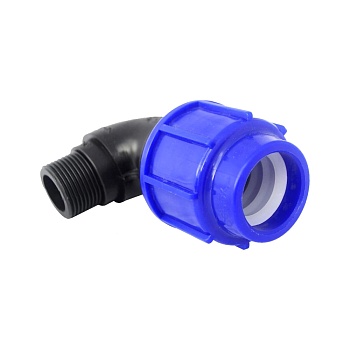 Отвод компресс ПЭ Дн25х3/4"х90гр НР Ру16 ТПК-АКВА 50012534