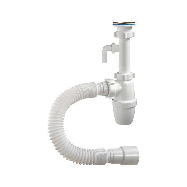 Сифон умыв бут 1 1/4"x40 гофр 40х40/50 отв нерж/сетка Орио А-32079