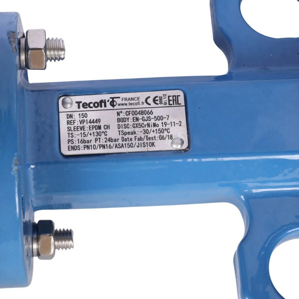 Затвор поворот чуг EPDM Ду150 Ру16 д/нерж Tecofi VPI4449-02EP0150