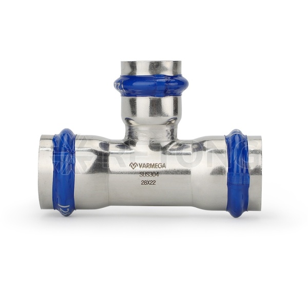 Тройник раструбный Varmega Inox Press переходной VM719181518, 18×15×18 мм