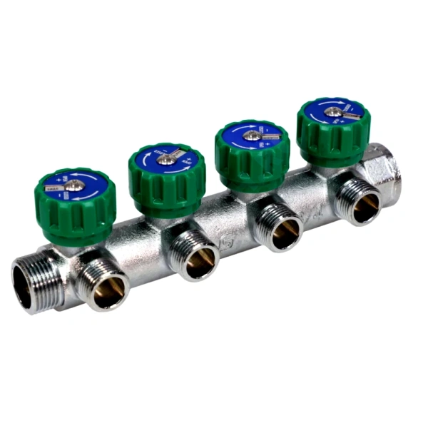 Коллектор лат клап рег 3/4" м/р 4в 1/2" ПУ н/р 45мм M110 SantechSystems