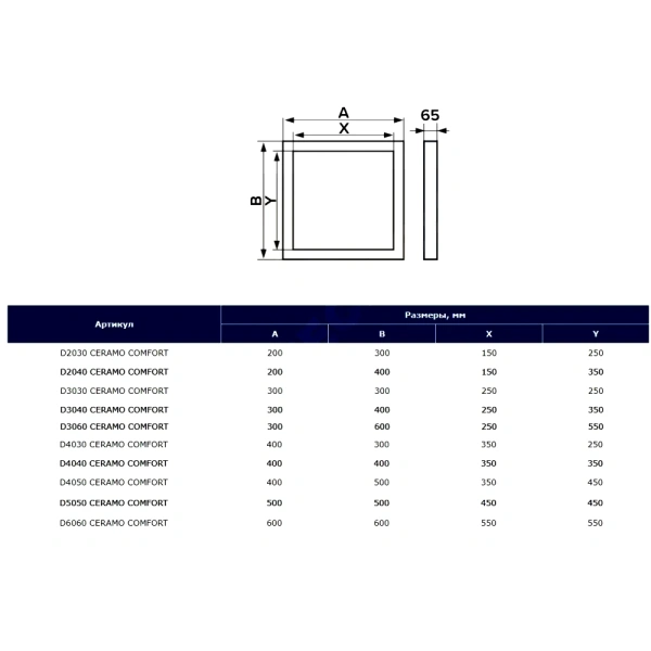 Лючок алюм 400х400 п/плитку Evecs CERAMO COMFORT D4040