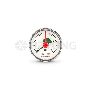 Манометр аксиальный Varmega VMMT09-500402, диаметр 50 мм, 4 бар, 1/4", с индикатором предела