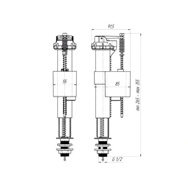 Арматура д/бачка налив 1/2" пл/ш н/под АНИ Пласт WC5510