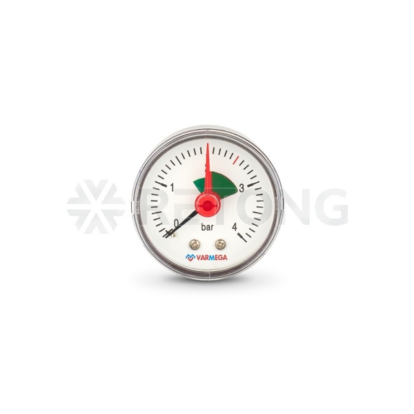 Манометр аксиальный Varmega VMMT09-500402, диаметр 50 мм, 4 бар, 1/4", с индикатором предела