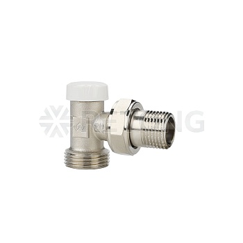 Запорный радиаторный клапан (вентиль) ручной регулировки Varmega VM10202, 1/2" x 3/4"EK НР, угловой