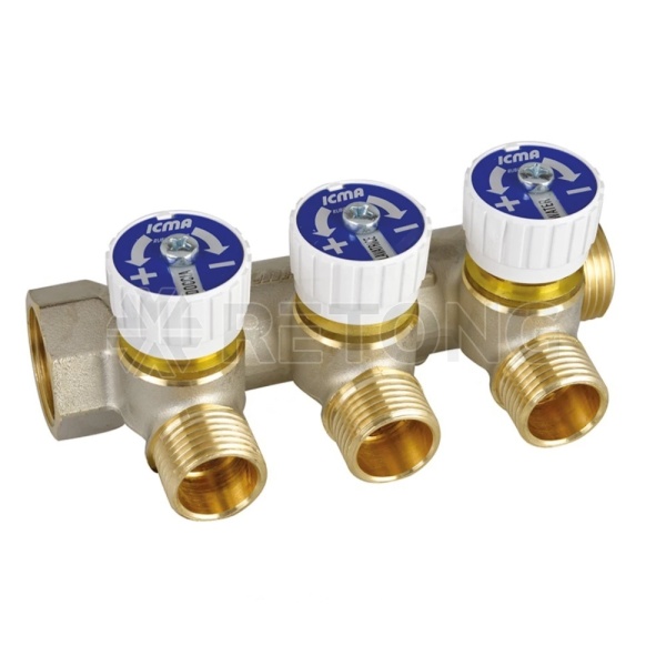 Коллектор лат клап рег 1" м/р 3в 1/2" н/р 50мм Icma 87227PH06