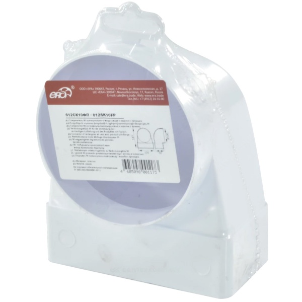 Соединитель угл 90гр пласт 60х120/D100 фл Эра 612СК10ФП