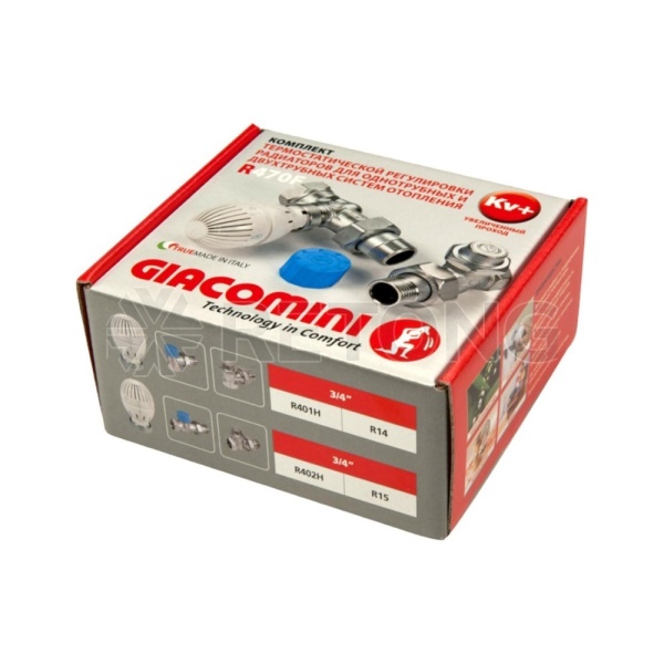 Комплект терм бок/п R402H Ду20 Ру10 прям R15TG+R470H однотр Giacomini R470FX064