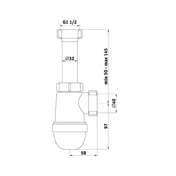 Сифон мойки бут б/вып 1 1/2"x40 Ани АНИ Пласт C0120