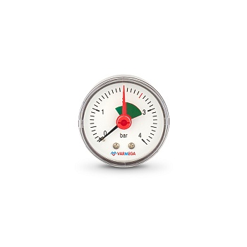 Манометр аксиальный Varmega VMMT09-500402, диаметр 50 мм, 4 бар, 1/4", с индикатором предела