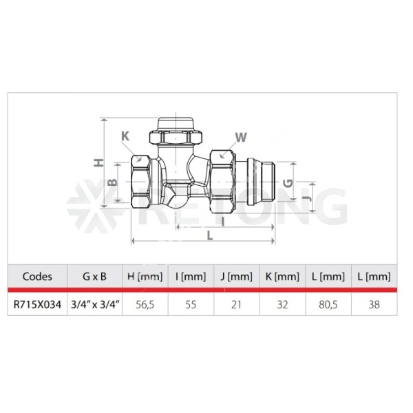 Клапан запорн Ду20 Ру16 ВР прям Giacomini R715X034