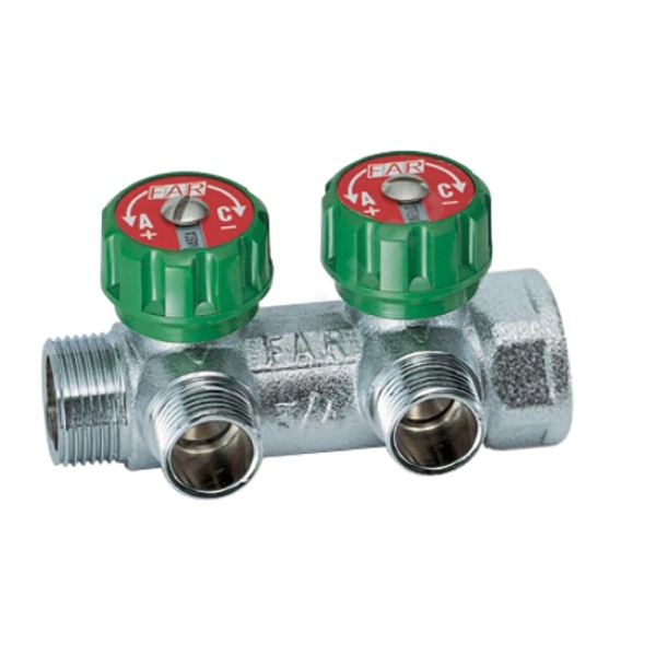 Коллектор лат клап рег 3/4" м/р 2в 1/2" ЕК н/р в/к ПУ 45мм Far FK 3821 3412UN