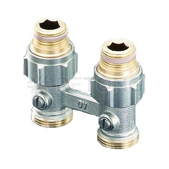 Узел, Oventrop, Multiflex F, запорно-присоединительный, прямой H-образный, 3/4", 1/2", Н ЕК-Н, PN, б