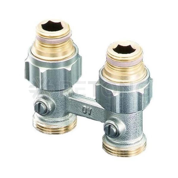 Узел, Oventrop, Multiflex F, запорно-присоединительный, прямой H-образный, 3/4", 1/2", Н ЕК-Н, PN, б