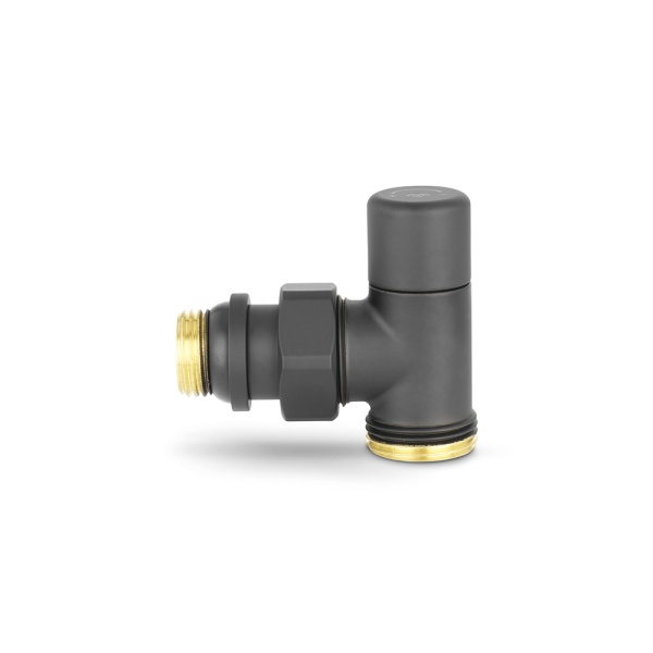 Радиаторный клапан ручной регулировки Varmega VMDV01-210415, 1/2"×3/4"ЕК НР, угловой, черный