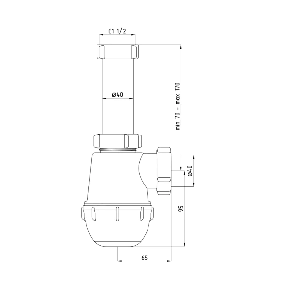 Сифон умыв/мойка бут б/вып 1 1/2"x40 Ани Грот АНИ Пласт A0120