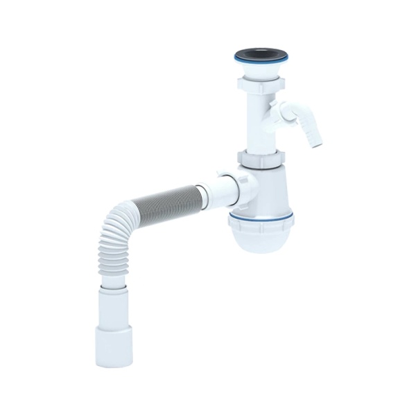Сифон умыв/мойка бут 1 1/2"x40 гофр 40х40/50 отв нерж/сетка Ани Грот АНИ Пласт A1015