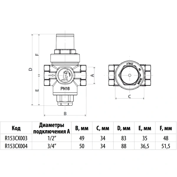 Регулятор давл порш Ду15 Ру16 м/м Рн1-5,5 Giacomini R153CX003