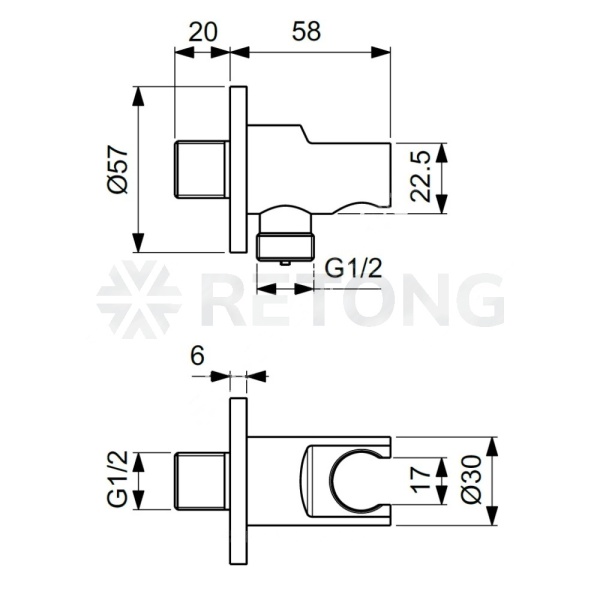Подкл/душ шланг IDEALRAIN 1/2" скрыт/м с держ/лейки Ideal Standard BC807GN