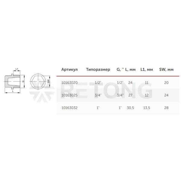 Заглушка (пробка) PP-R бел Дн25х3/4" НР VALFEX 10163025
