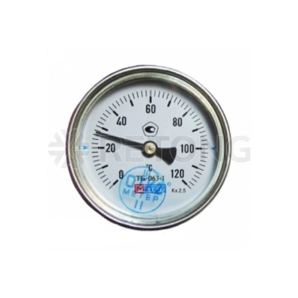 Термометр биметалл ТБ-063-1 200С Дк63 L=60 G1/2" осев Метер