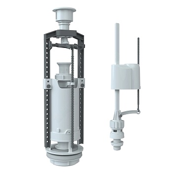 Арматура д/бачка набор 1/2" пл/ш н/под бел кноп 1реж Unicorn SM_N/W