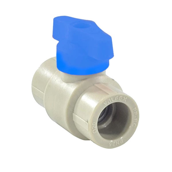 Кран шаровой PP-R сер Дн25 полупр красн ручка VALFEX 20255025RГ