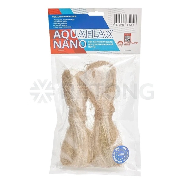 Лен для уплотнения резьбы 100гр п/э пакет AQUAFLAX NANO (ЕВРО) 04125