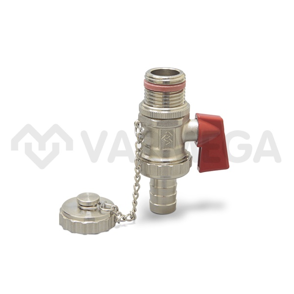 Кран шаровый дренажный со штуцером и заглушкой Varmega Classico VM03301 1/2", НР-штуцер, ручка-флажо