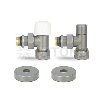 Комплект термостатический с запорным клапаном Varmega №1 VMDV10-310415, 1/2" x 3/4"EK ВР-НР, угловой