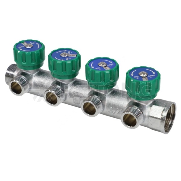 Коллектор лат клап рег 3/4" м/р 4в 1/2" ПУ н/р 45мм M110 SantechSystems